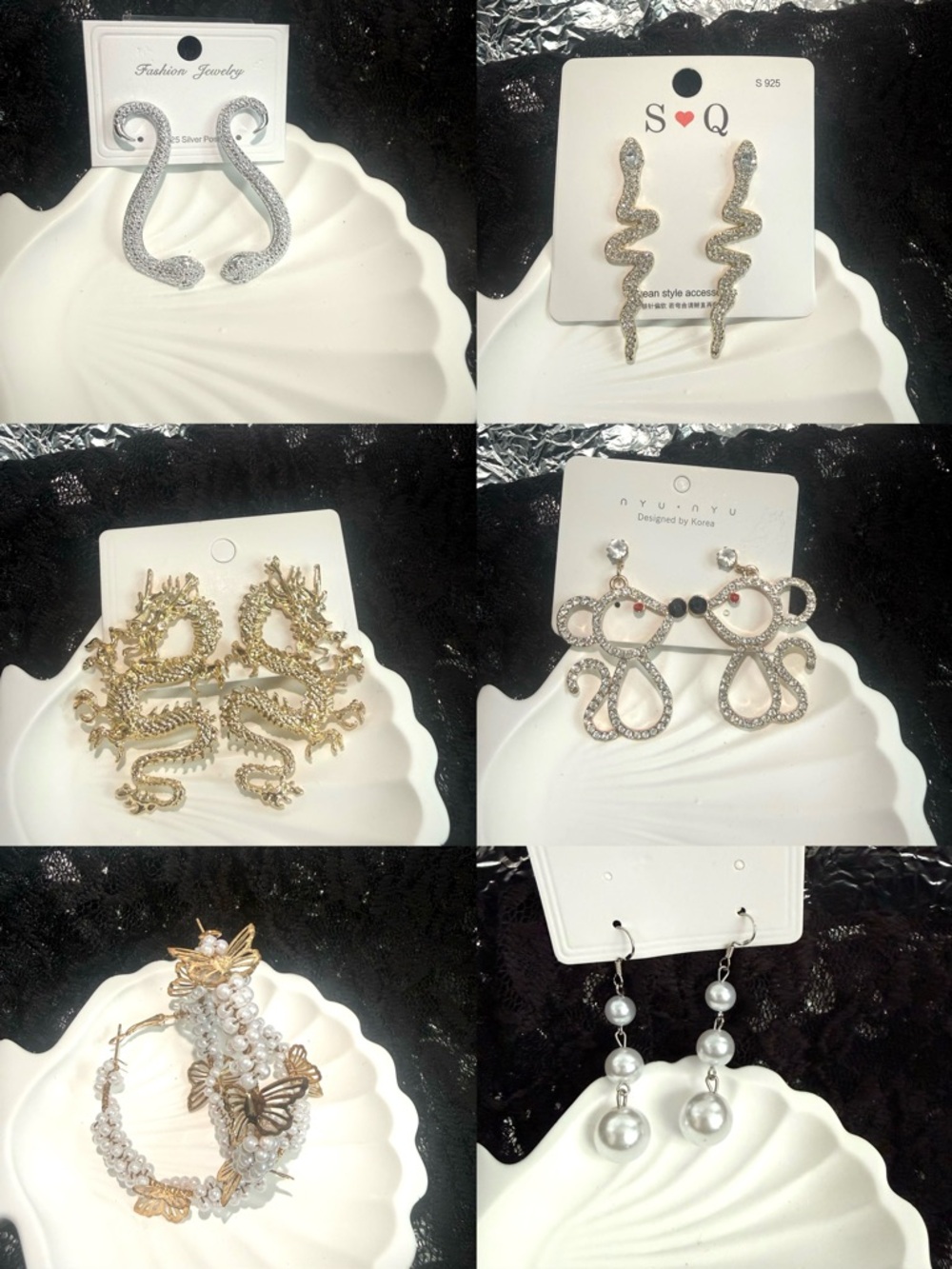 New bundle Earrings Set Dragon Snake  ladies men women 6 pairs#218